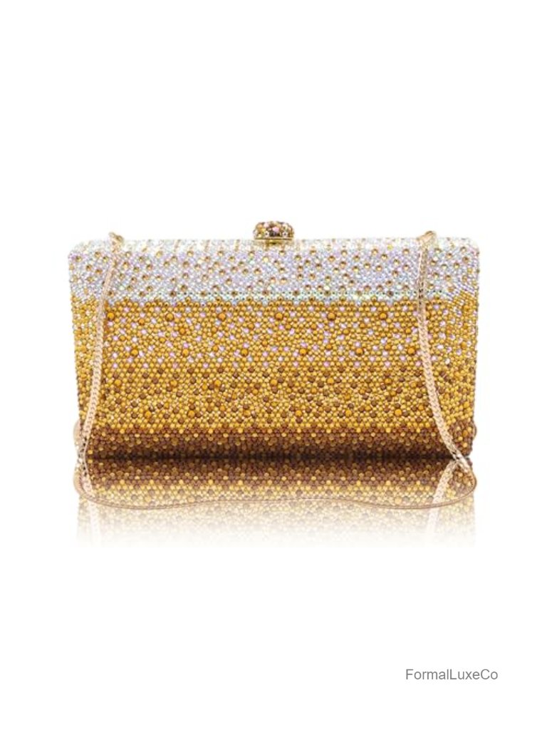 Crystal Rhinestone Evening Clutch Purse With Chain Strap